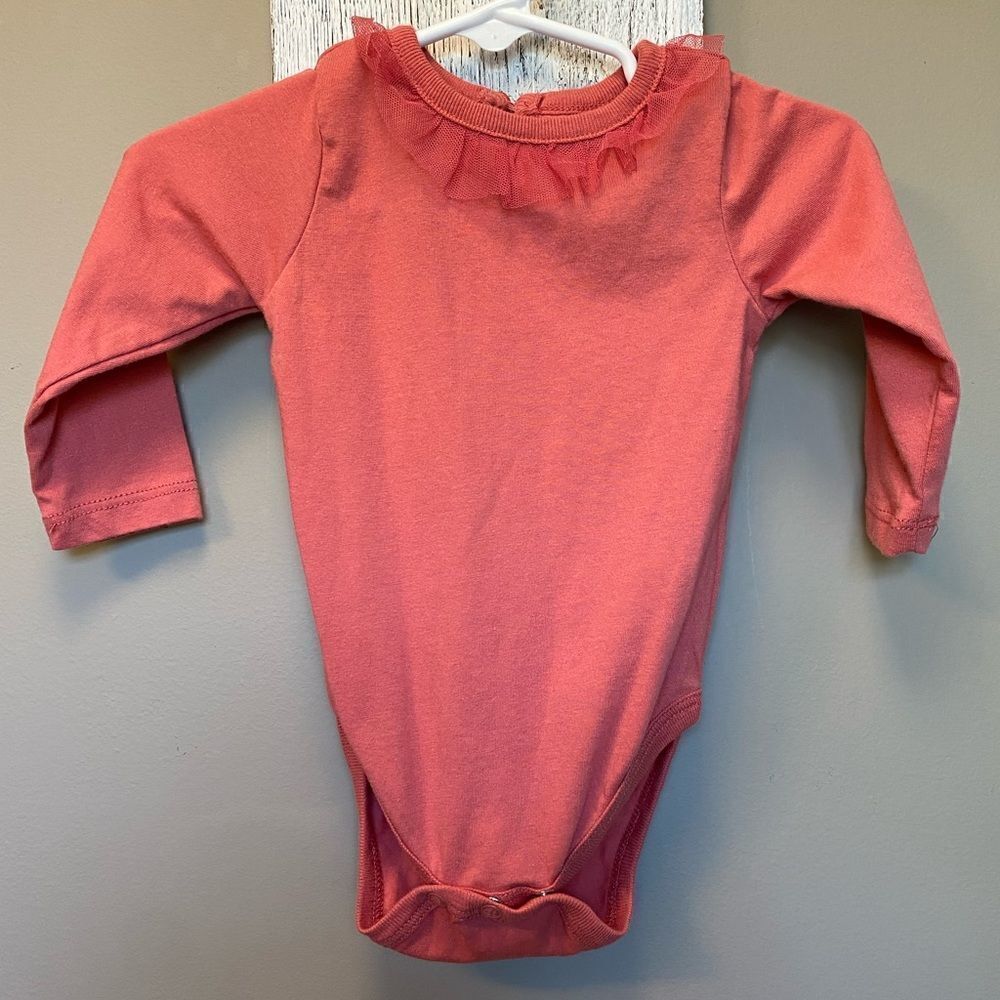 Baby Girl Tahari 3-6 Month Long Sleeve Burnt Orange Onesie